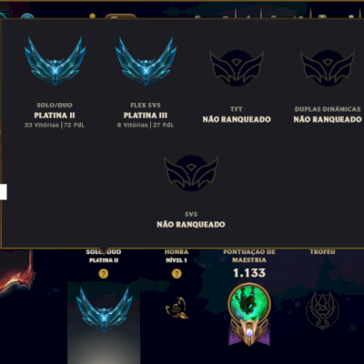 Platina 2 com TODOS os Champs e 261 Skins ( SUP / JG )