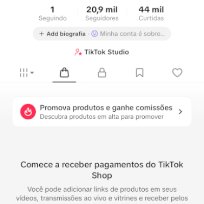 CONTA DO TIKTOK MONETIZADA + SHOP ATIVO +20,9K SEGUIDORES (ENGAJAMENTO REAL)