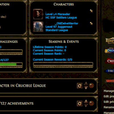 Conta com varias Tabs, prontas até para o poe 2