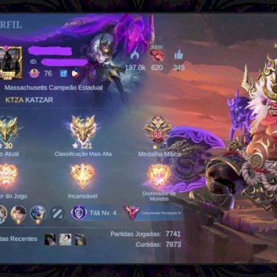 Conta ex Mítico Imortal | Emblem Max | Full Hero |+330 Skins (C. Prestigiado 4)