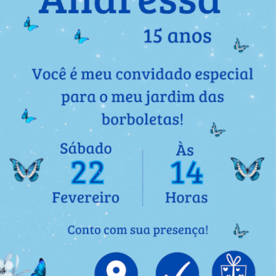 Convite Virtual Borboleta Azul