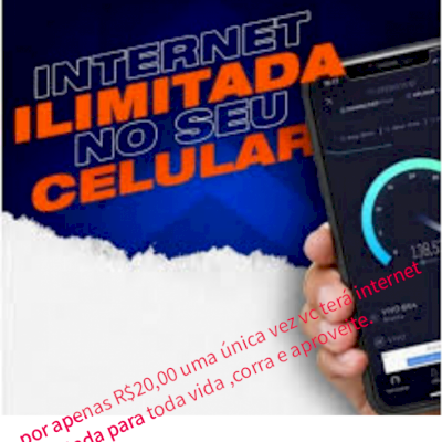 App de internet ilimitada todo dia,mês e ano pagando apenas 1 única vez .