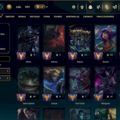 Unranked com TODOS os Champs e 278 Skins +3 Prestigios