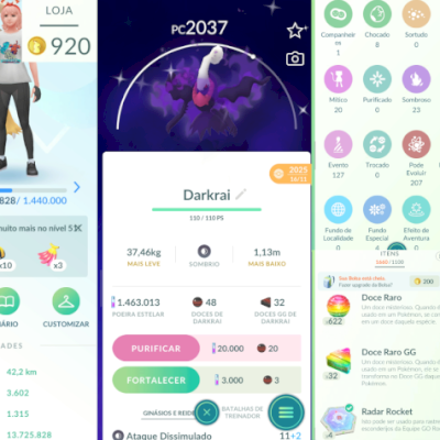 Conta nível 50 C/ Pokémon Incríveis, 1.4M STARDUST, +103 Lendários (9 Shiny), e+