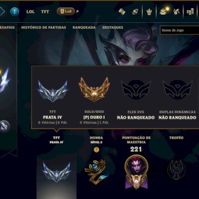 Ouro 1 com 130 Champs e 48 Skins +6 Vitoriosas