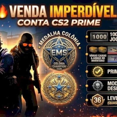 Vendo conta cs2 com prime , medalha , e varias armas e caixas no iventario