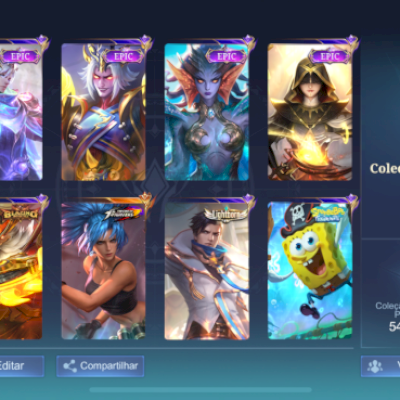 Conta Mobile Legends – Glória Mítica 55⭐ | 205 Skins | WR 56%