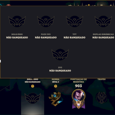 Unranked com TODOS os Champs e 411 Skins ( MID / ADC / JG ) - ( Nivel 505 )