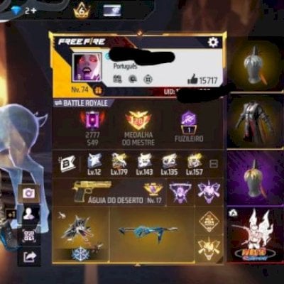 Conta free fire gemada a venda , quase nível 75, 15800 de like