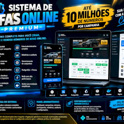 🚀 SUA PLATAFORMA DE RIFAS ONLINE COMEÇA AQUI!