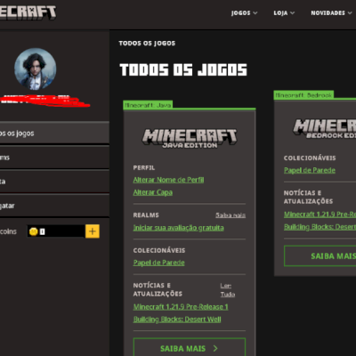 Vendo conta de minecraft full acesso JAVA + BEDROCK + CAPAS