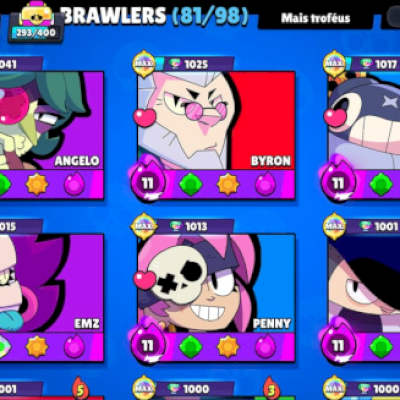 CONTA BRAWL STARS +36K TROFÉUS /12 BRAWLERS NO TIER MAX /5 TÍTULOS DE PERSONAGEM