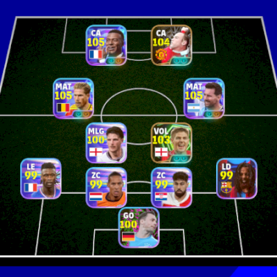 Conta efootball com Mbappe 105 e Messi 105