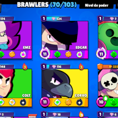 🔥 Conta Brawl Stars 34k Troféus | 70 Brawlers | 18 Hipercargas | 7 Lendários.