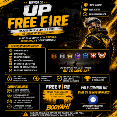 🔥 UP FREE FIRE / SUBO PATENTES, NÍVEL E FAÇO MISSÕES 🔥