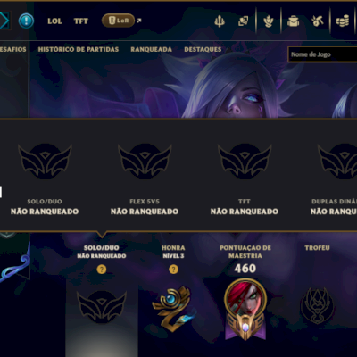 Unranked com TODOS os Champs e 176 Skins ( MID / ADC / SUP )