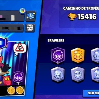 Conta com 15k de troféus, 45 brawlers
