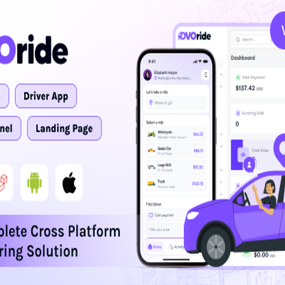 OvoRide - Solução completa de compartilhamento de viagens multiplataforma APP