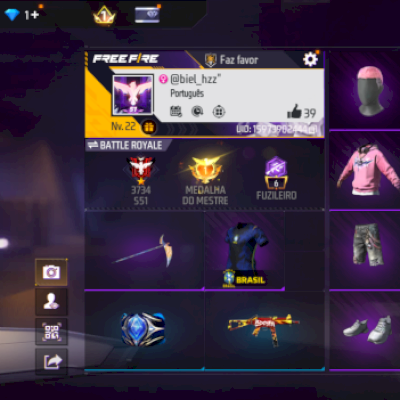 Conta ff com várias skins + ump att + mestre na Br e Dima na cs