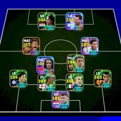 Conta eFootball, Ney Msn 107, Bellingham 107, Cruyff 106, Xavi, etc