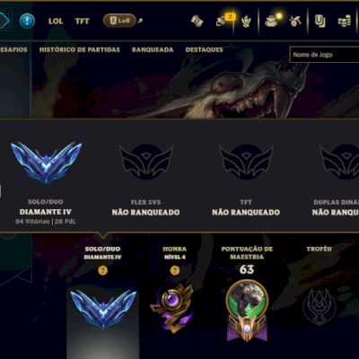 Diamante 4 com 45 Champs e 8 Skins