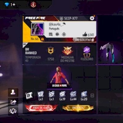 Vendo conta free fire rara com ump rubi