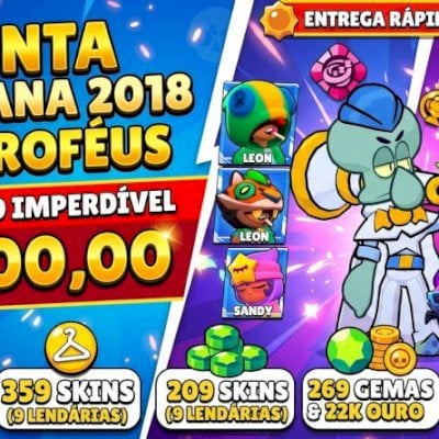 Conta Brawl Stars Veterana (2018) | 63k Troféus | 106 Brawlers | 359 Skins