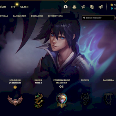 conta criada em 2016 com skin tristana riot (unranked/elo provisorio: bronze 4)