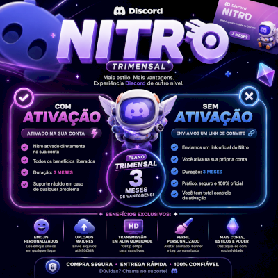 DISCORD NITRO 3 MESES SEM ATIVACAO