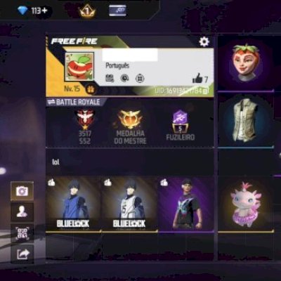 CONTA FREE FIRE — BLUE LOCK, AS DUAS CORES
