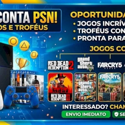 Conta PSN PS4 - +30 Jogos: Red dead 2, GTA V, Assassins Creed, Far Cry