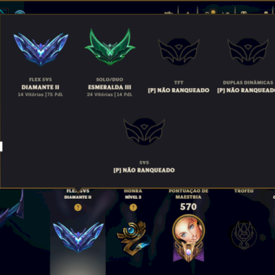 Esmerada 3 com TODOS os Champs e 210 Skins (MID / SUP / ADC) - ( Nivel 410 )