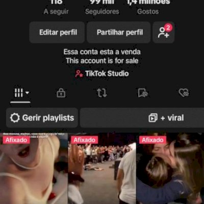 Conta TikTok (monetizada) 99k seguidores 1,4M curtidas