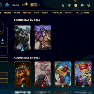 Conta Ouro, lvl 367, todos campeões, 324 skins (skins de valorant, era imortal)