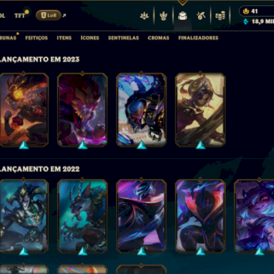 Conta level 468, 67 skins épicas, 9 lendárias e 1 ultimate, todos os campeões