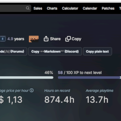 CONTA STEAM: 💸 R$ 937 — 🎯 139 games — 🕹️ 64 (46%) played — ⏰ 874h