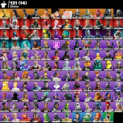 Conta Fortnite | 131 Skins | Son Goku | Homer Simpson| Deadpool | Peter Griffin