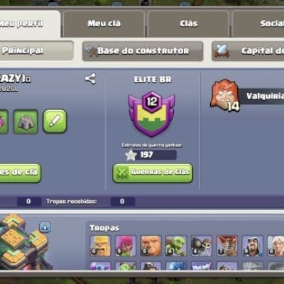 Conta de COC nível 121, e CV da Vila nível 14 com 2000 gemas