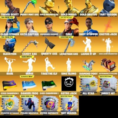 CONTA FORTNITE OG 🔥 233 SKINS | TRAVIS SCOTT |  218 MACHADOS | 199 WRAPS