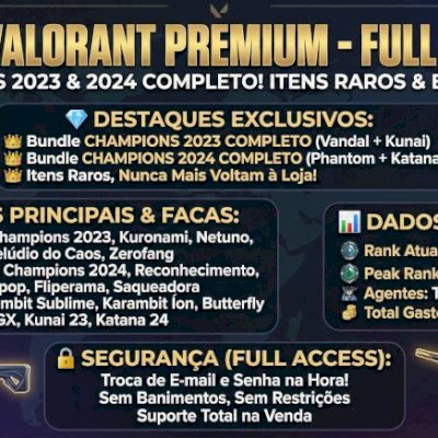 CONTA VALORANT PLATINA | CHAMPIONS 23 e 24 | KURONAMI + 6 FACAS | FULL ACCESS