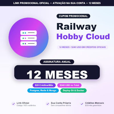 Railway Hobby Cloud 12 Meses | $240 em Créditos de Nuvem | Link Oficial