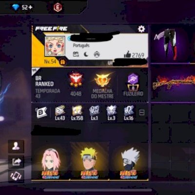 Conta com angelical e várias roupas do naruto muito gemada