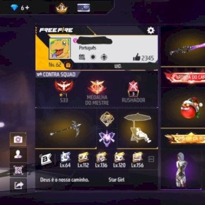 CONTA FREE FIRE MAIS DE 200+ PEITOS