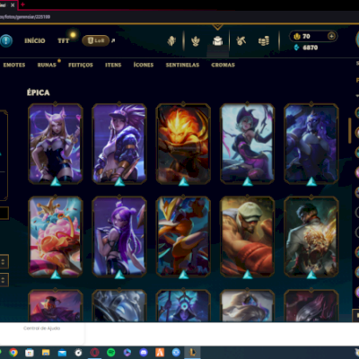 Conta Nvl310/101 skins 1 mitica/ 10 lendarias/21 épicas/30 legadas/ full acesso