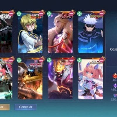 Conta honra mitica, com 378 skin, todos os heróis, e emblemas.