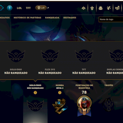 Unranked com 30 Champs e 6 Skins