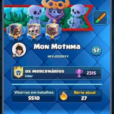 conta clash royale ( líder de clã) R$ 950 na 1ª compra