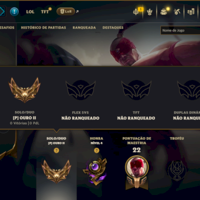 Ouro 2 com 75 Champs e 5 Skins