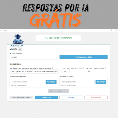 Facilita GPT e Gemini, Bot Wh4ts4pp com Integração IA Grátis Vitalício