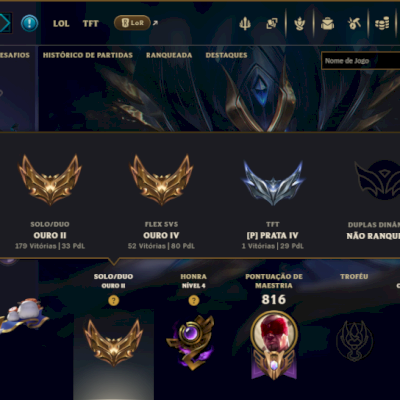 Ouro 2 com TODOS os Champs e 235 Skins ( JG / MID / ADC )